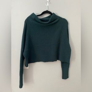 Free People Cropped Green Mock Neck Sweater